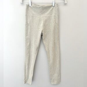 Abercrombie & Fitch Heathered Oatmeal Workout Leggings with Pockets | Size XS